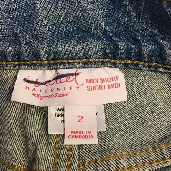 Isabel Maternity Midi Short Denim Shorts 2 - Picture 5 of 6